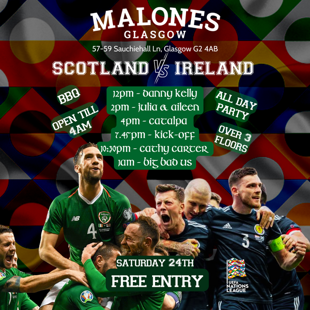 Grab A Whiskey Cocktail at Malones Glasgow's Ireland Vs Scotland Shindig
