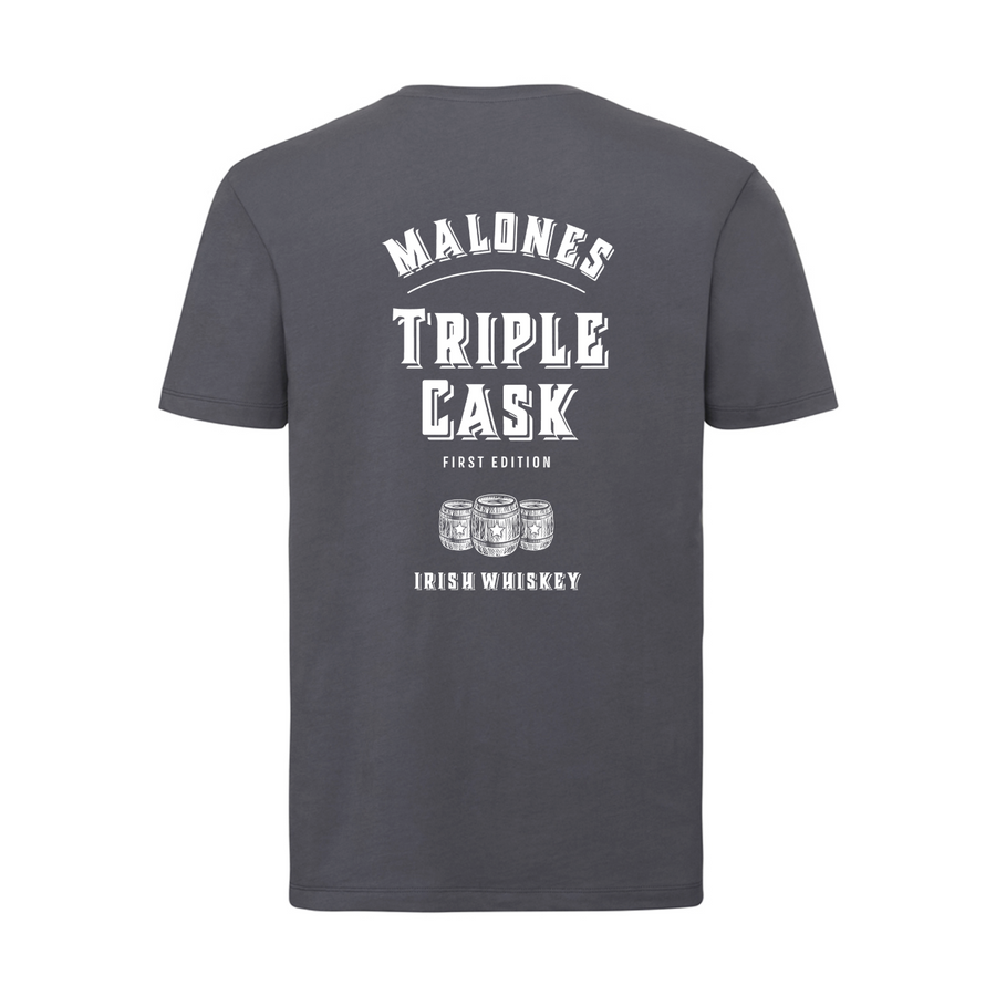 Malones Irish Whiskey Black T Shirt (Small stag, big logo)